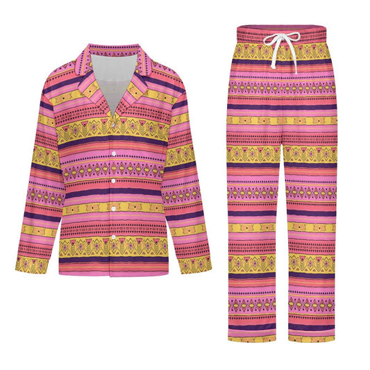 Long Pajama Set - Pink & Gold Pattern