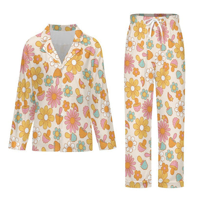 Long Pajama Set - Mushrooms & Flowers