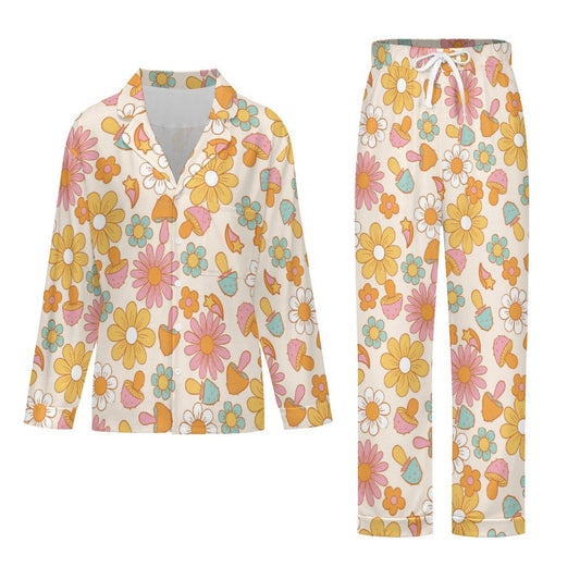 Long Pajama Set - Mushrooms & Flowers
