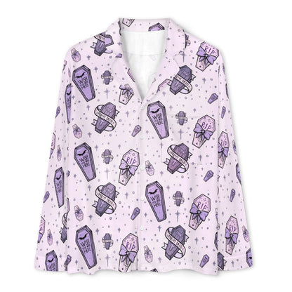 Long Pajama Set - RIP Witchy Purple Print