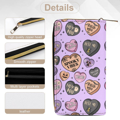 Zipped Wallet - Pastel Purple Candy Hearts