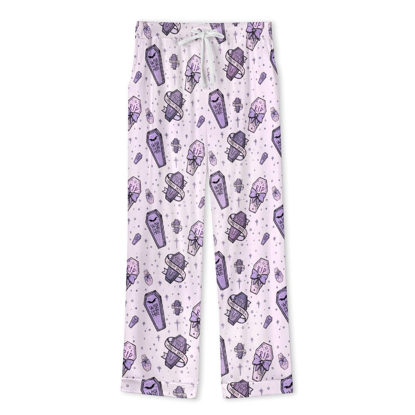 Long Pajama Set - RIP Witchy Purple Print
