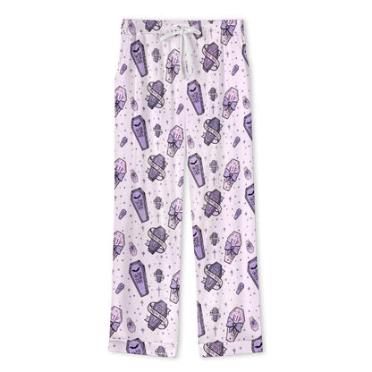 Long Pajama Set - RIP Witchy Purple Print
