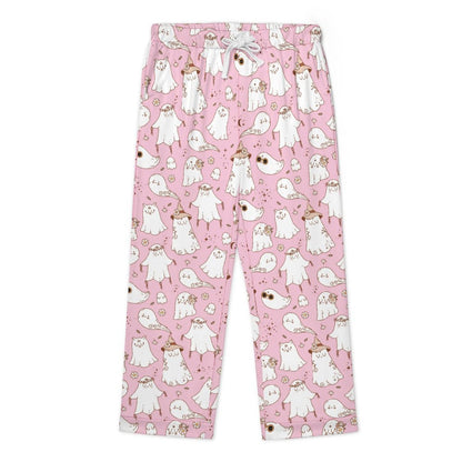 Women's Long Pajama Set - Pastel Pink Spooky Ghost