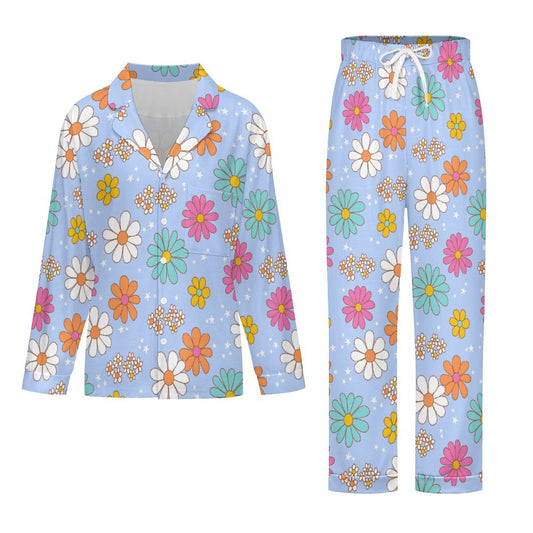 Long Pajama Set - Blue Flowers