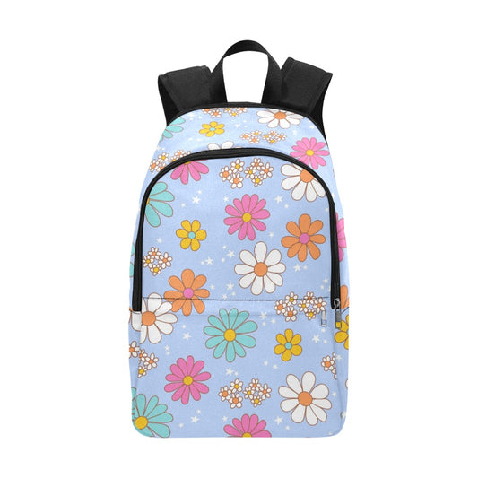Large Backpack - Blue Flower Pattern
