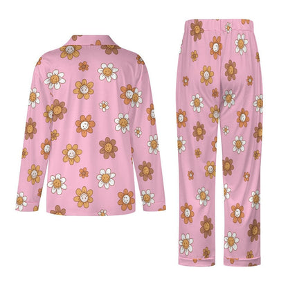Long Pajama Set - Pink Flower Print