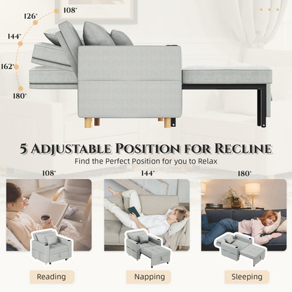Sleeper Chair, Convertible Chair Bed for Adults, 3-in-1 Pull Out Sofa Chair