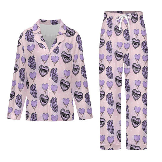 Long Pajama Sets - Purple Murder Hearts