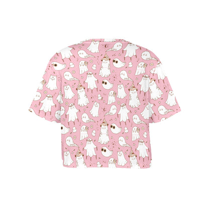 Cropped Tee - Pastel Pink Spooky Design