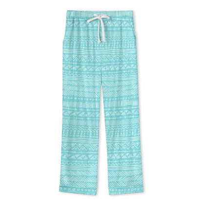 Long Pajama Set - Blue Aztec Pattern