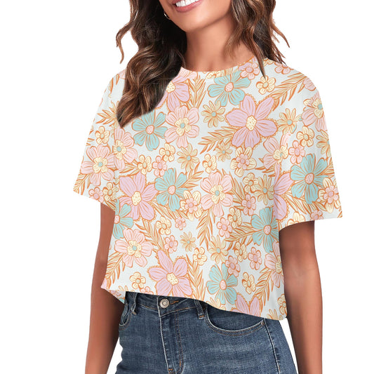 Cropped Tee - Pastel Floral Print