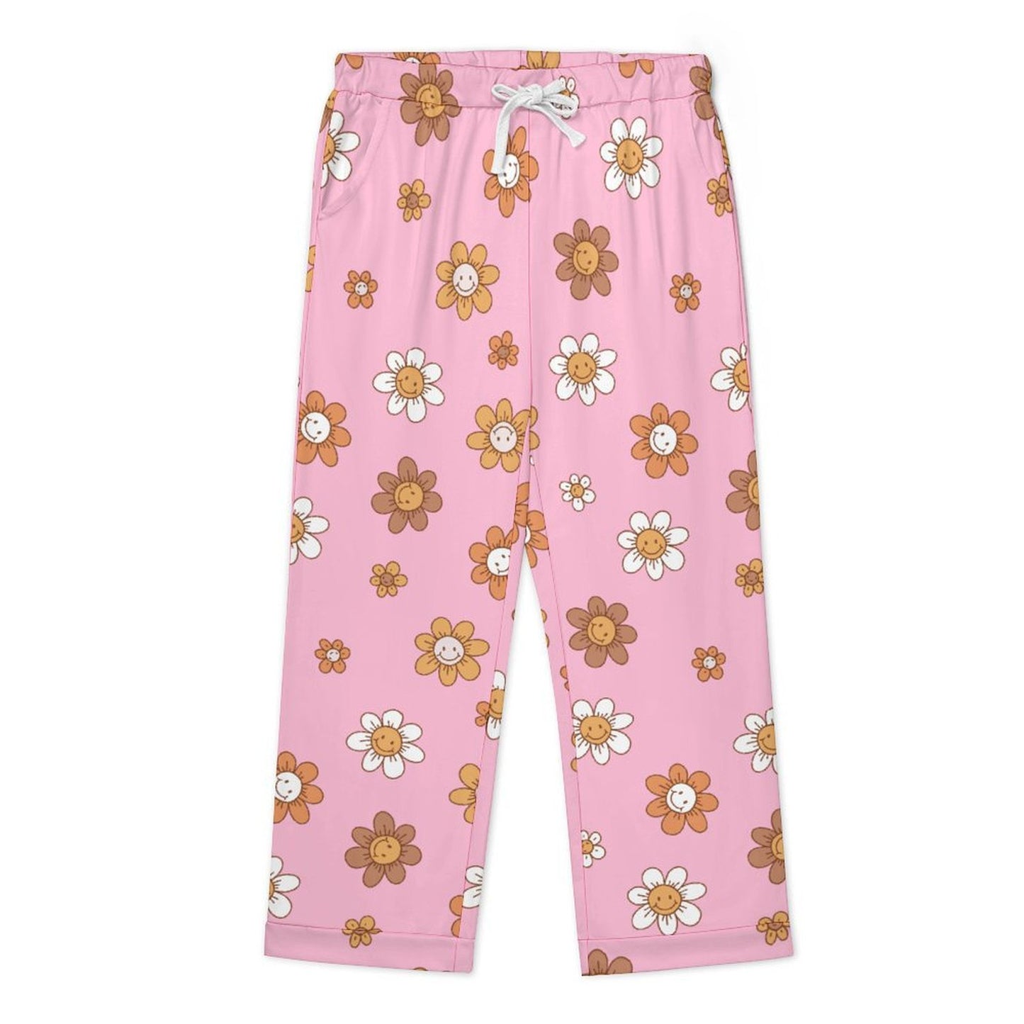 Long Pajama Set - Pink Flower Print