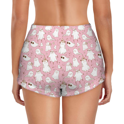 Flannel PJ Shorts - Pastel Pink Spooky Design