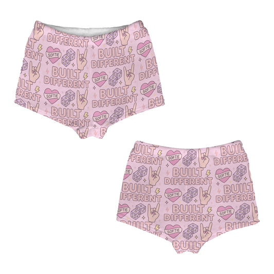Flannel PJ Shorts - Built Different - Pastel Pink