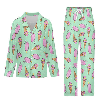Long Pajama Set - Pastel Green Ice Cream