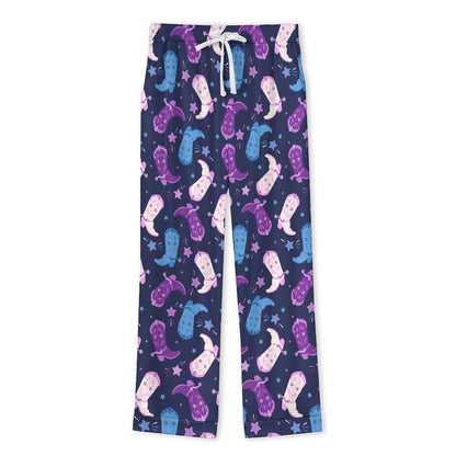 Long Pajama Set - Purple Cowgirl Boots