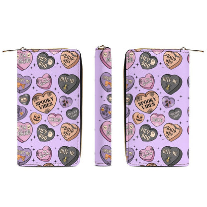 Zipped Wallet - Pastel Purple Candy Hearts