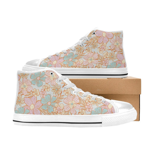 Hi -Top Shoes - Pastel Flowers