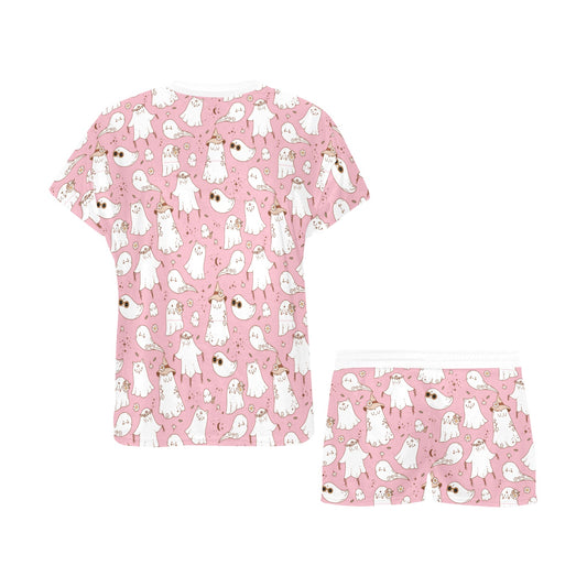 Short Pajama Set - Pastel Pink Spooky Design