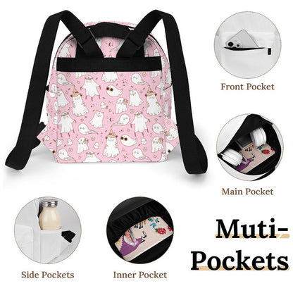 Mini Backpack - Pastel Pink Spooky Print