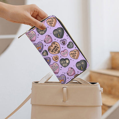 Zipped Wallet - Pastel Purple Candy Hearts