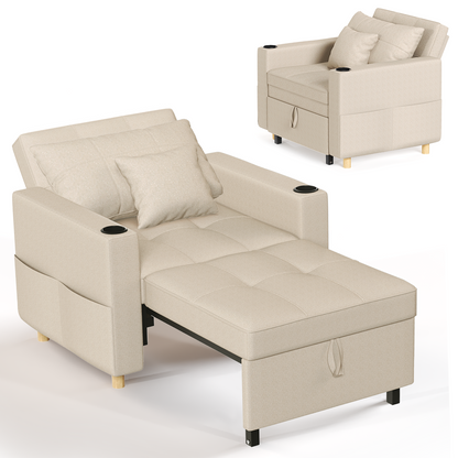 Sleeper Chair, Convertible Chair Bed for Adults, 3-in-1 Pull Out Sofa Chair