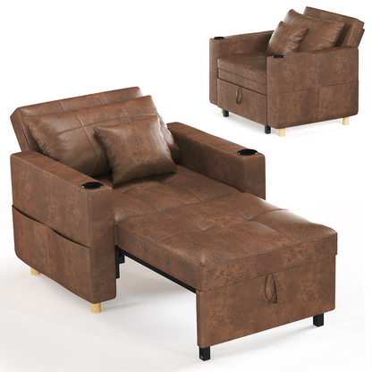 Sleeper Chair, Convertible Chair Bed for Adults, 3-in-1 Pull Out Sofa Chair