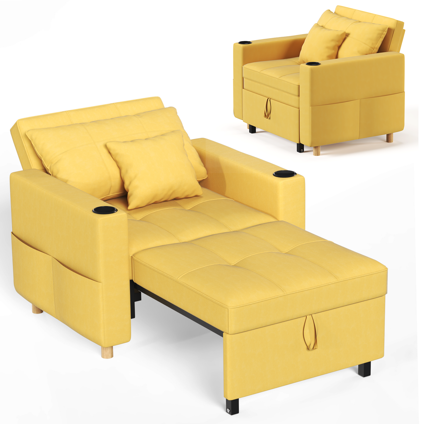 Sleeper Chair, Convertible Chair Bed for Adults, 3-in-1 Pull Out Sofa Chair