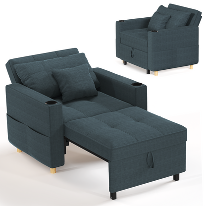 Sleeper Chair, Convertible Chair Bed for Adults, 3-in-1 Pull Out Sofa Chair