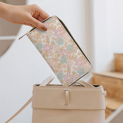 Zipped Wallet - Pastel Flowers