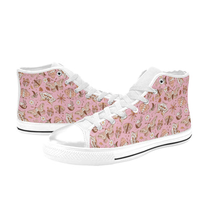 Hi-Top Shoes - Pastel Pink Boho Butterfly Pattern