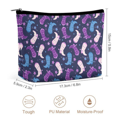 Cosmetic Bag - Blue & Purple Cowgirl Boots
