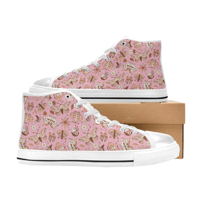 Hi-Top Shoes - Pastel Pink Boho Butterfly Pattern