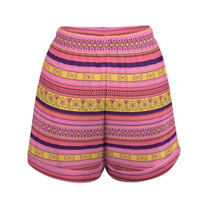 High Waisted Shorts - Pink & Gold