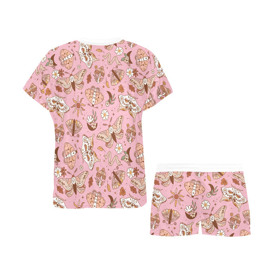 Short Pajama Set - Pastel Pink Butterfly Print