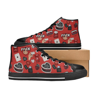 Hi-Top Shoes - Black - Toxic Hearts