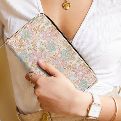 Zipped Wallet - Pastel Flowers