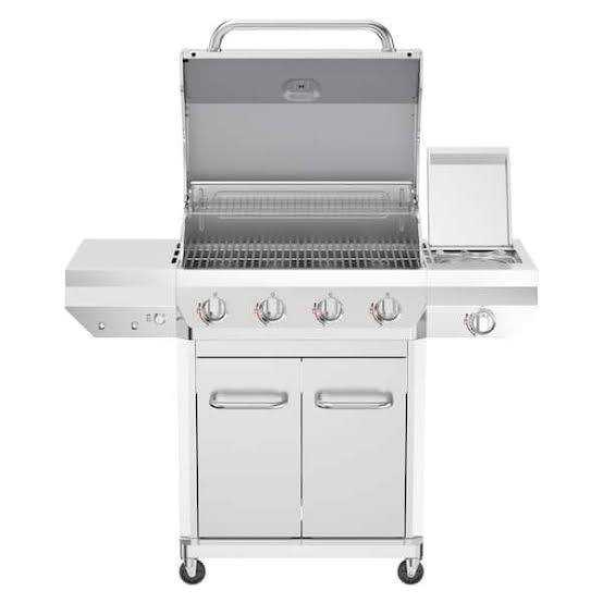4 Burner Stainless Steel Propane Gas Grill with Side Burner