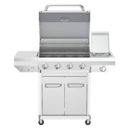 4 Burner Stainless Steel Propane Gas Grill with Side Burner