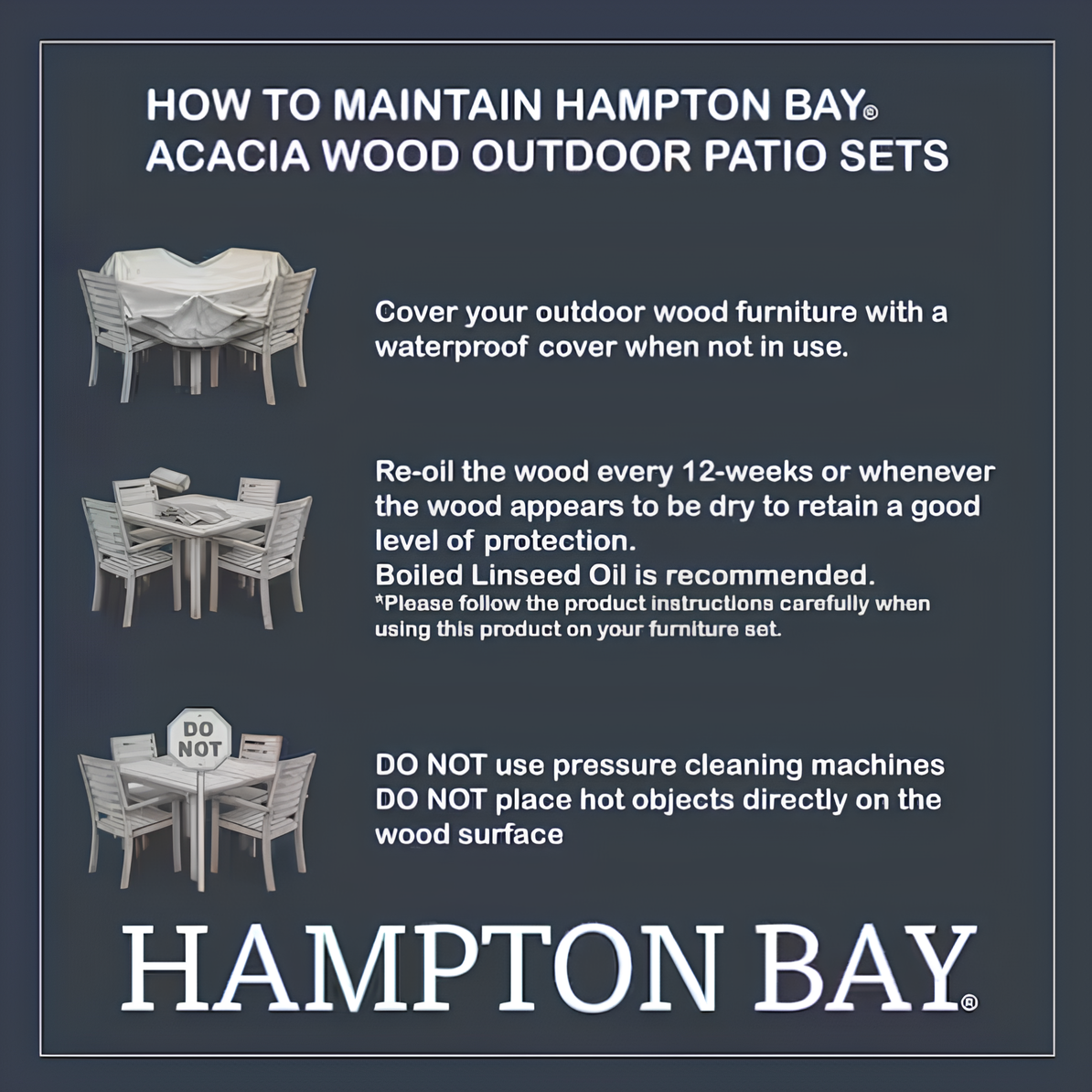Windy Hill 3-Piece Acacia Wood Outdoor Chat Set with CushionGuard Almond Biscotti Cushions