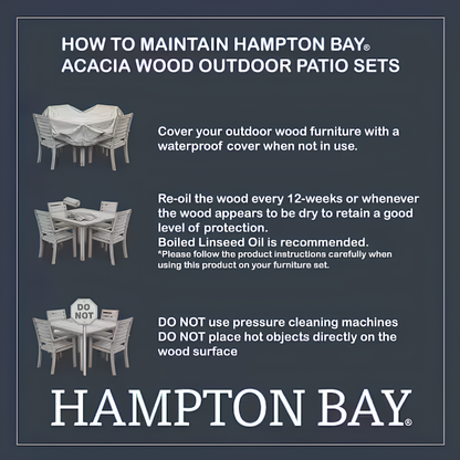 Windy Hill 3-Piece Acacia Wood Outdoor Chat Set with CushionGuard Almond Biscotti Cushions
