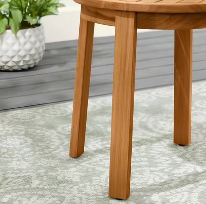 Windy Hill 3-Piece Acacia Wood Outdoor Chat Set with CushionGuard Almond Biscotti Cushions