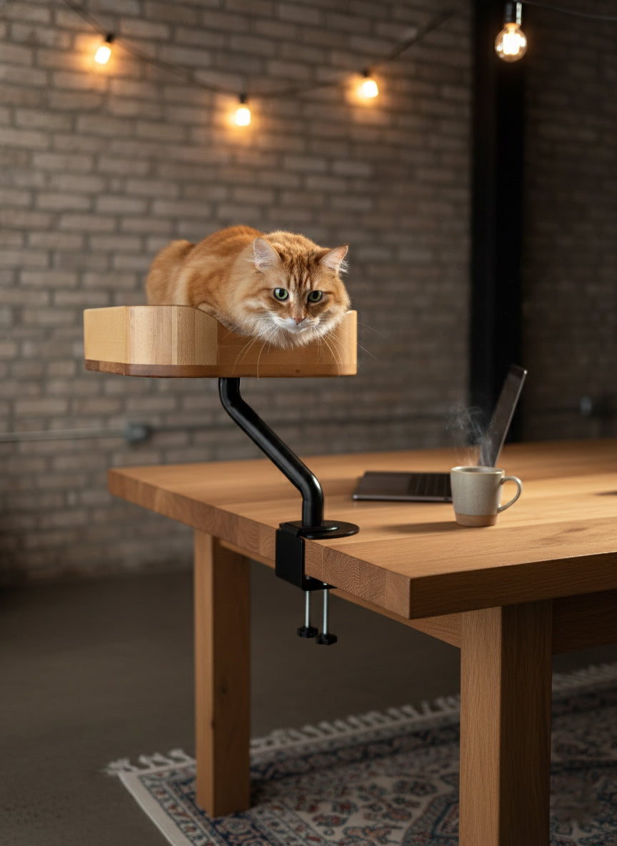 The Sustainable Desk-Mounted Cat Bed
