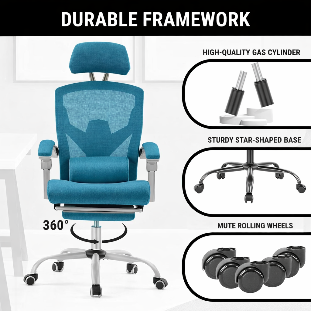 Ergonomic Office Chair with Lumbar and Headrest Support