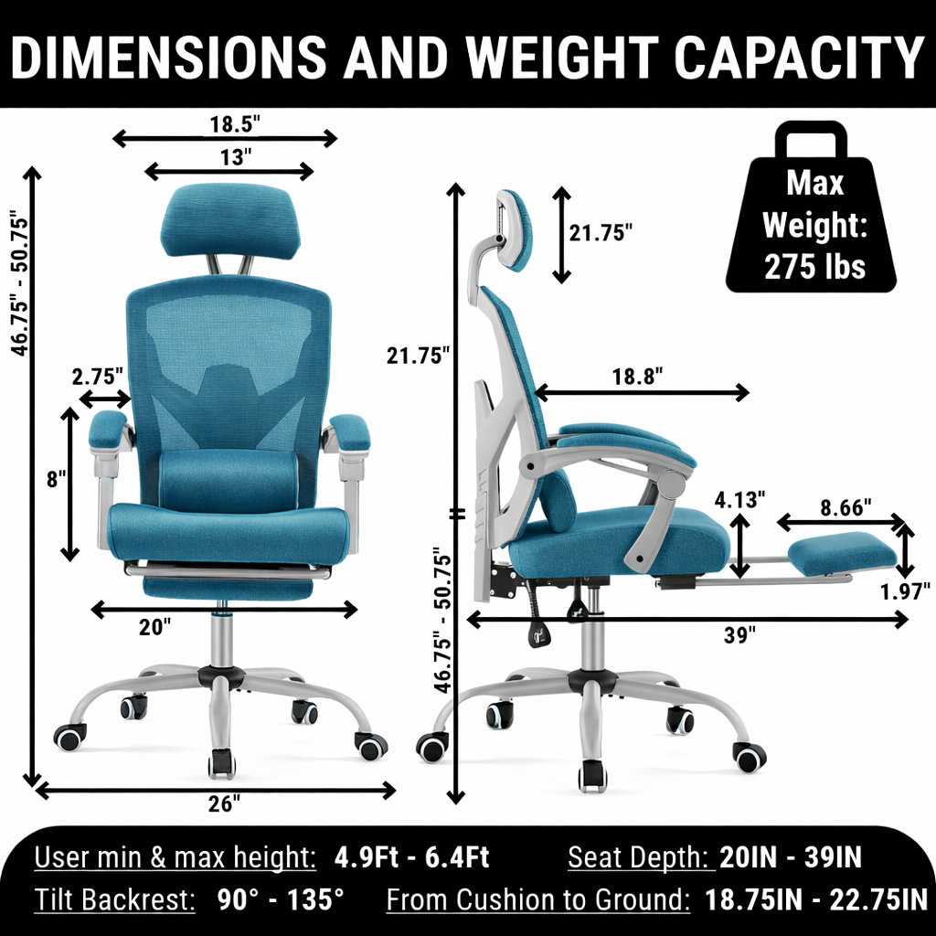 Ergonomic Office Chair with Lumbar and Headrest Support