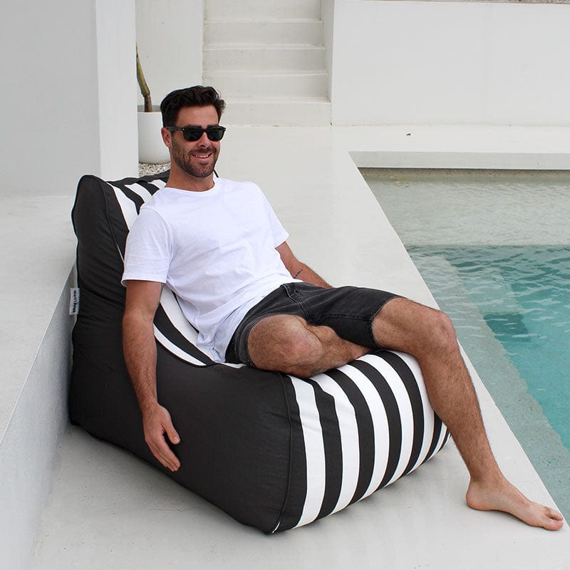 Stripe Oyster Black Bora Bora Bean Bag Chair outdoor bean bag by Mooi Living