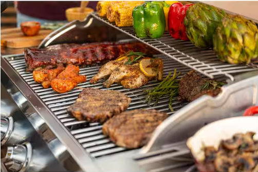 4 Burner Stainless Steel Propane Gas Grill with Side Burner