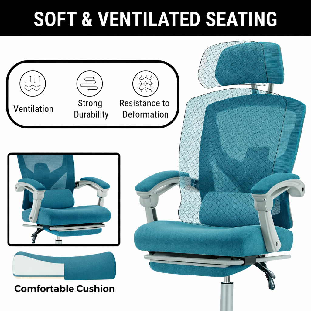 Ergonomic Office Chair with Lumbar and Headrest Support