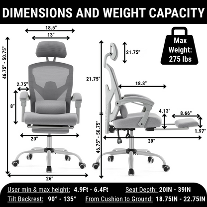 Ergonomic Office Chair with Lumbar and Headrest Support